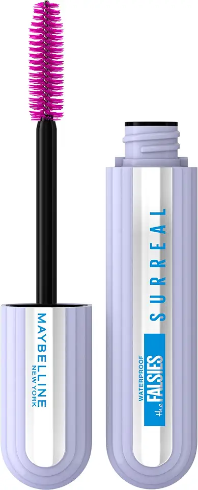 Maybelline NY The Falsies Surreal Máscara de Cílios, Efeito 3D, À Prova D'Água com Mix de Fibras Ultra-Longas, Aplicador 6 Mil Cerdas, Até 24h de Duração, Volumizadora e Alongadora, Cor Preta, 10ml