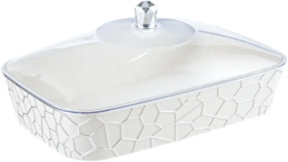 Bandeja de Armazenamento de Alimentos com Capa para Lanches, 36.8cmx24.3cmx16.1cm