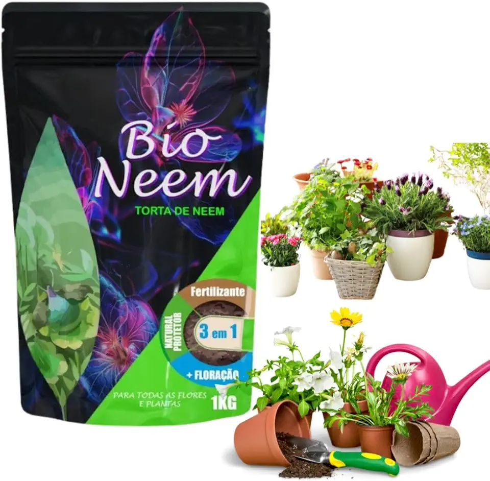 Adubo Orgânico Torta de Neem para Plantas, Flores, Solo, 1 kg