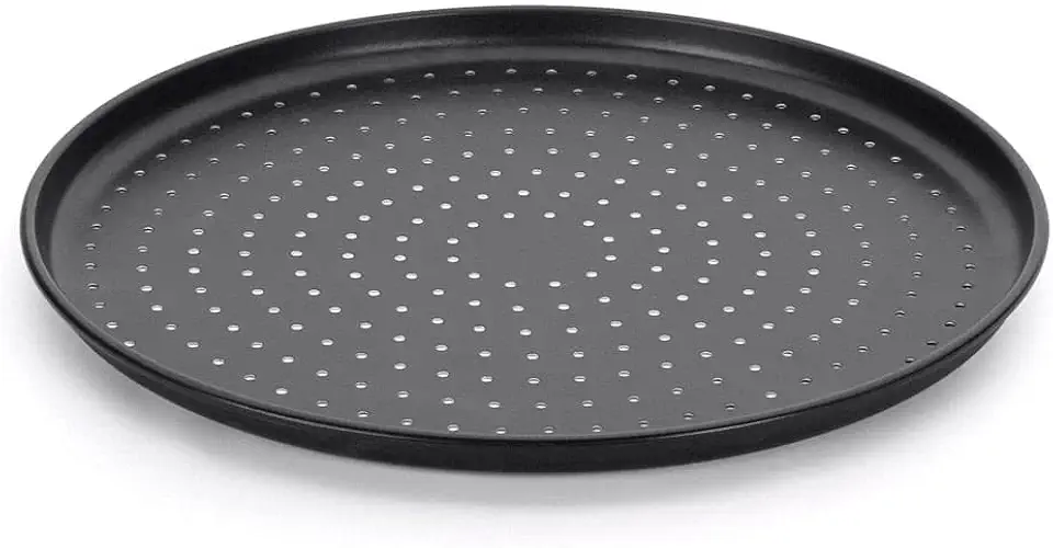 Forma Pizza Italiana 35 cm Furada Alumínio Fortaleza Preto