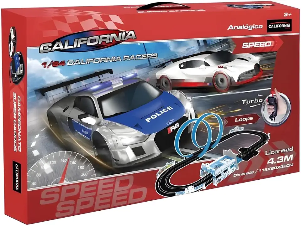 AUTORAMA PISTA ELETRICA CALIFORNIA RACERS AUDI x BUGATTI 4,3 METROS 1/64