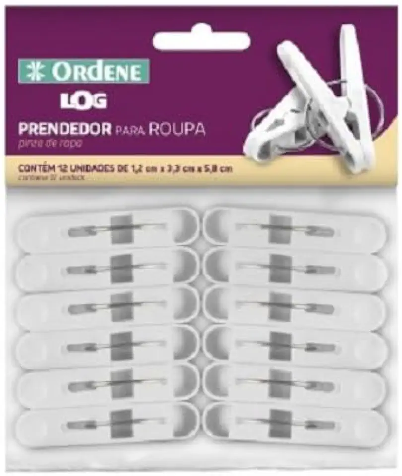 Ordene - Prendedor para Roupa, com 12 Unidades, Linha Log