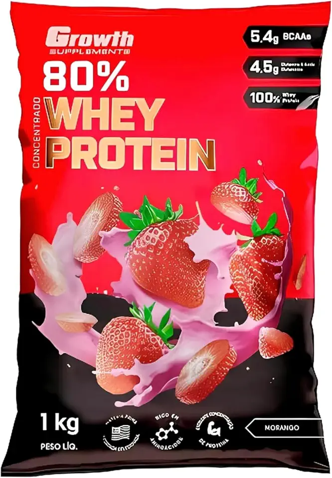 Whey Protein 1k - Growth Suplements (Morango)