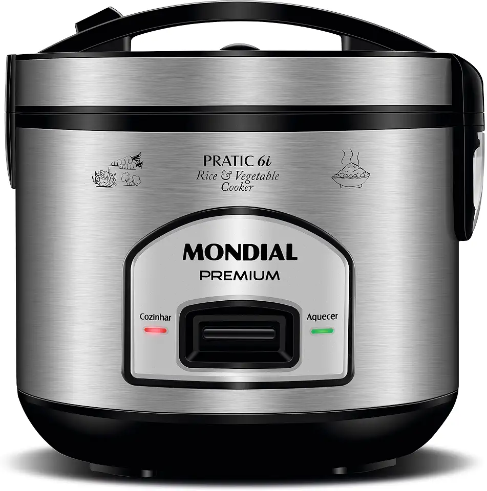 MONDIAL Panela Elétrica de Arroz, Preto/Inox, 500W, 220V - PE-43-6X
