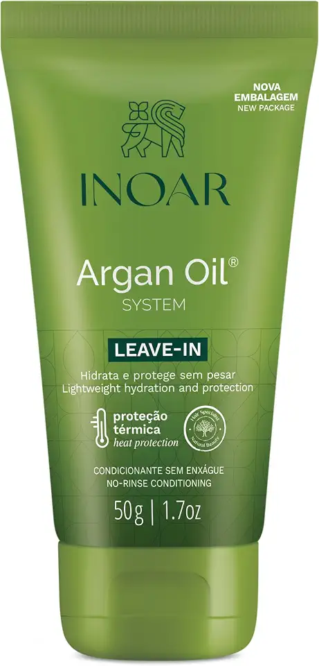 Inoar, Leave-in Argan Oil – Hidratação, Brilho e Ação Antifrizz com Óleo de Argan para Todos os Tipos de Cabelo - 50g