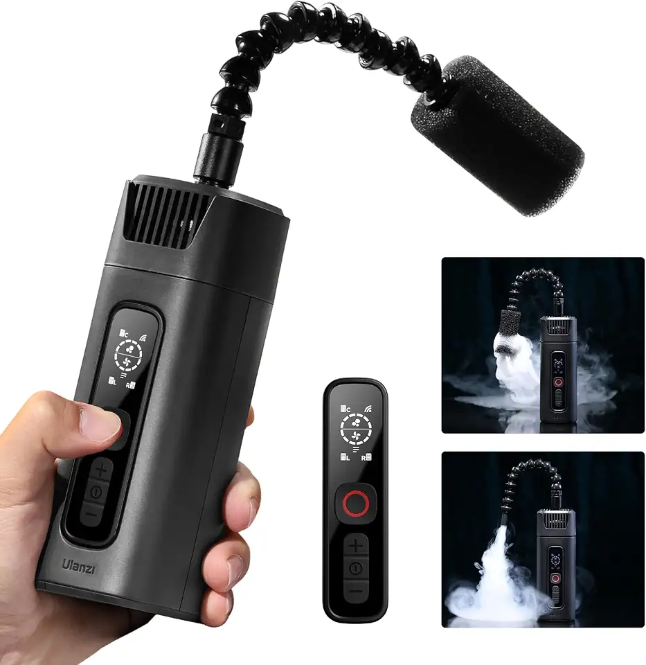 ULANZI Máquina de neblina portátil FM01 FILMOG Ace R004, máquina de fumaça portátil com neblina de controle remoto para efeitos de fotografia e videografia em ambientes internos e externos