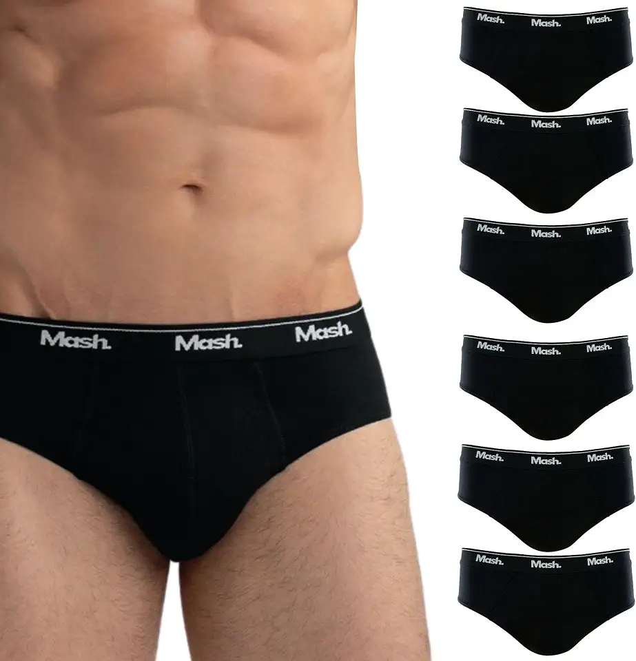 Kit 6 Cuecas Mash Slip Algodão Cotton Hipoalergênica Masculina