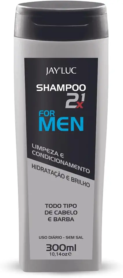 Shampoo 2 Em 1 For Men Jay Luc 300Ml Xampu E Condicionador De Cabelo 2 Em 1 Cinza Todo Tipo De Cabelo E Barba Hidratação E Brilho
