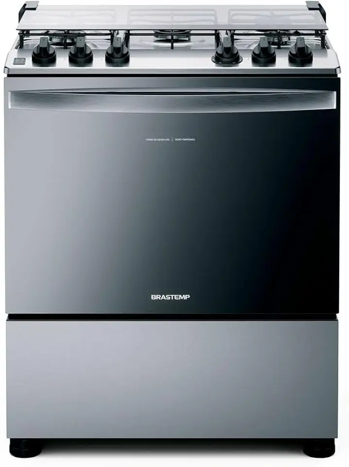 Fogão Brastemp 5 Bocas Cor Inox Com Botões Removíveis E Exclusivo Aro Protetor - BFS5NCR BIVOLT
