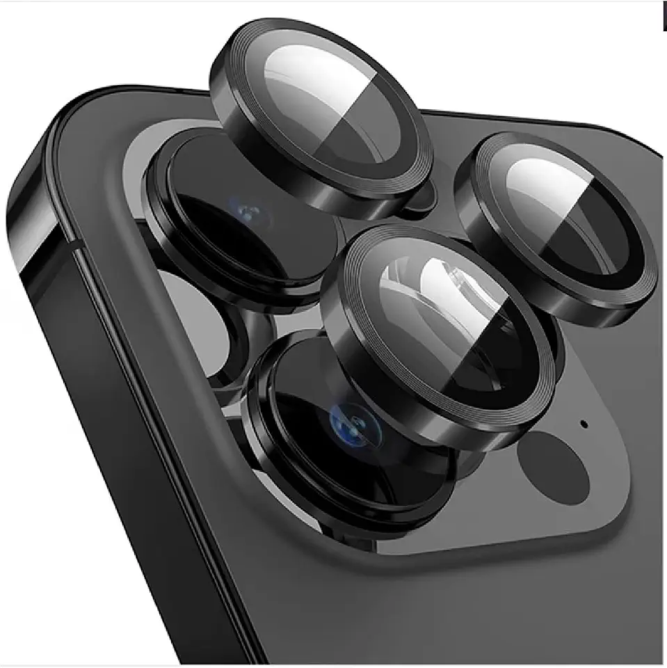 Kit Película Lente De Câmera Compatível Com iphone 11 12 13 14 15 16 Pro Max Liso Preto iphone 16