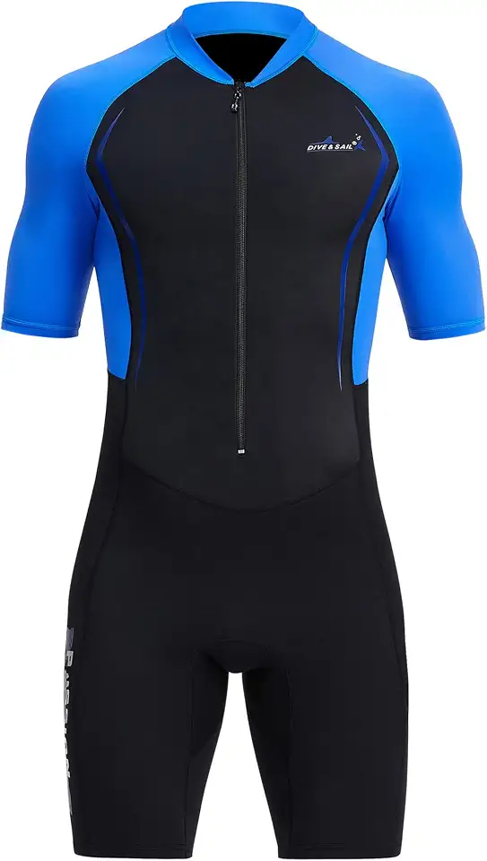 DIVE & SAIL Roupa de mergulho masculina curta de neoprene de 1,5 mm para mergulho com snorkel, natação, surfe, canoagem
