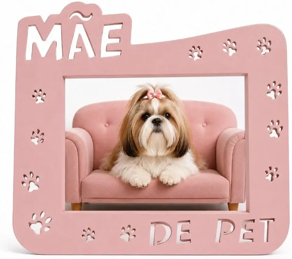 Porta-Retrato Mãe de Pet, com Patinhas Decorativas, Quadro Decorativo para Fotos (4, rosa)