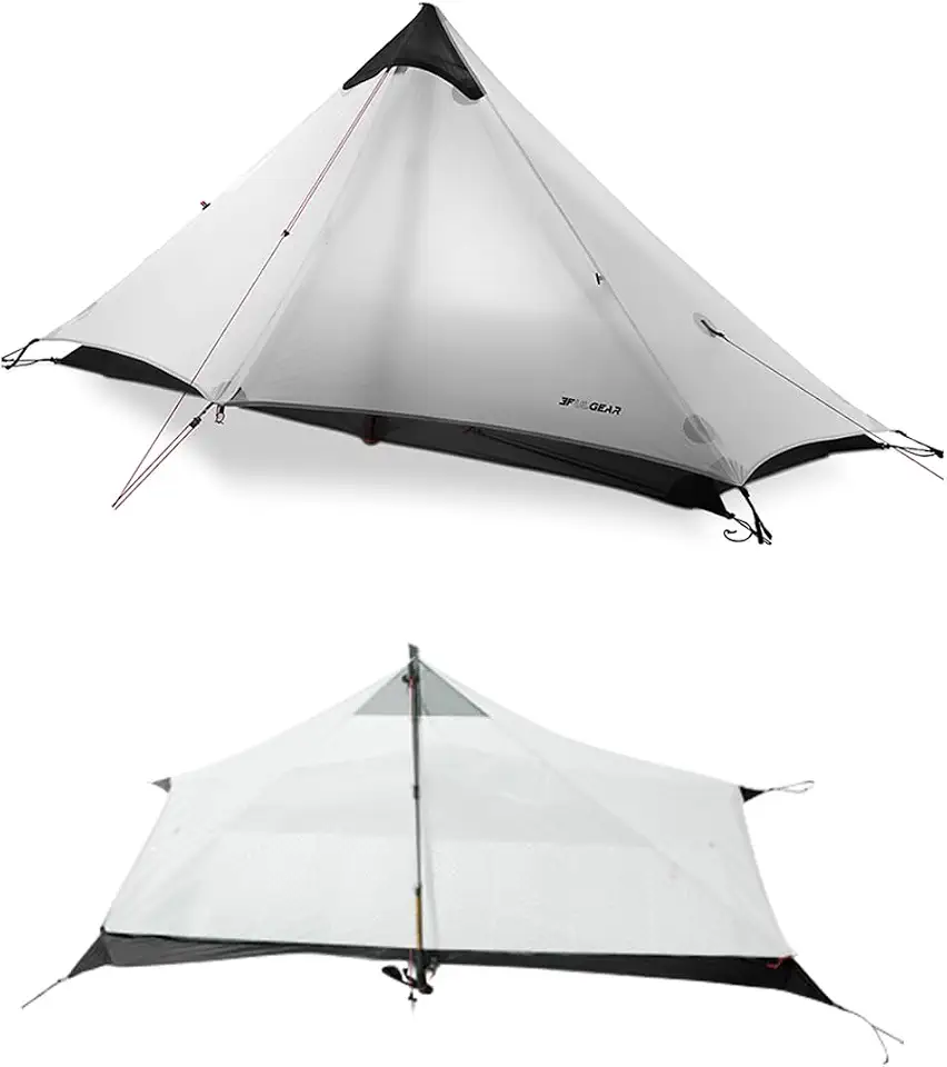 Barraca ultraleve 3F UL Gear Lanshan1 para mochila portátil para 1 pessoa, 15D, impermeável, sem polo, para acampamento, escalada, caminhada