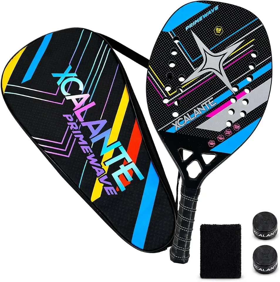 Raquete Beach Tennis 22mm Kit Completo com Capa Protetora Overgrip e Munhequeira Leve Controle e Conforto Iniciante Intermediário