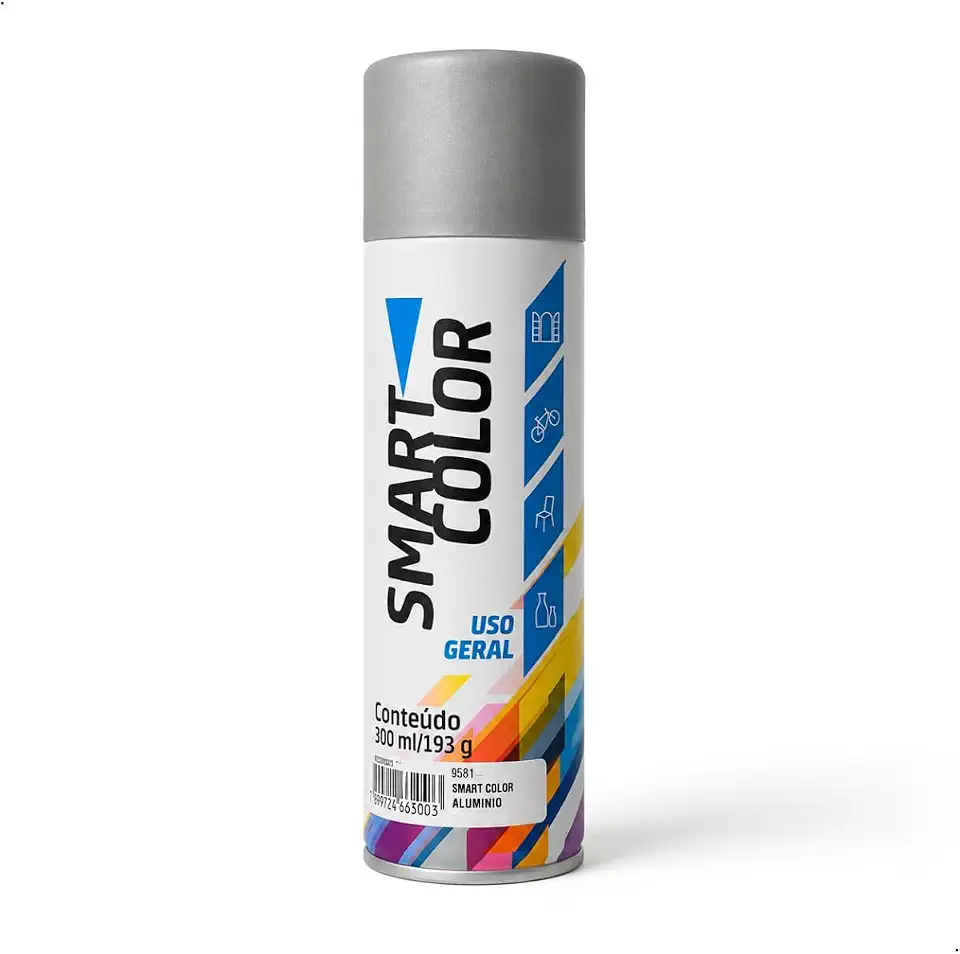 Tinta Spray Alumínio 300ml Uso Geral Secagem Rápida Alta Cobertura para Metal Madeira e Plástico