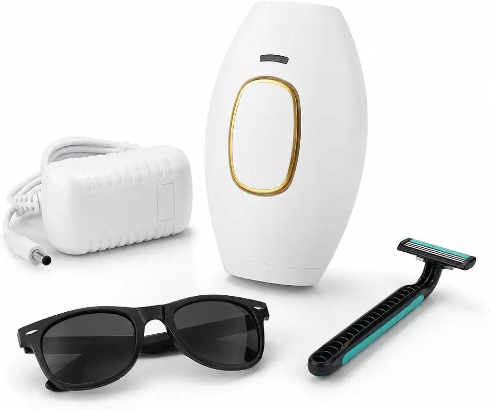 Depilador a Laser IPL Luz Pulsada 900.000 Disparos com 5 Níveis de Intensidade para Rosto e Corpo, Modo Manual e Automático, Bivolt com Óculos, Lâmina e Fonte