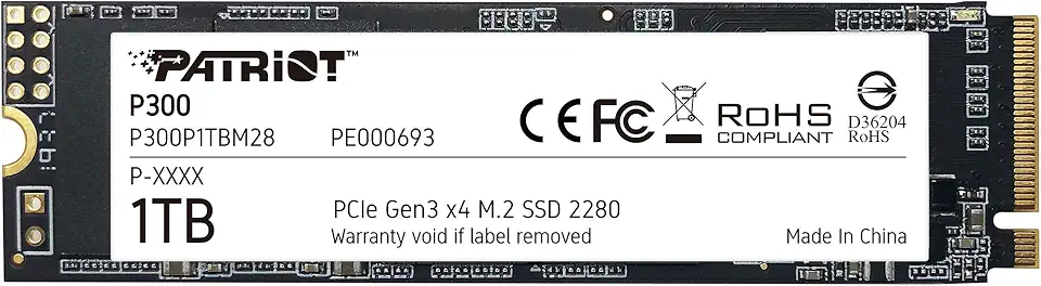 SSD PATRIOT P300 1TB M.2 2280 NVMe PCIE GEN3 x4 - P300P1TBM28