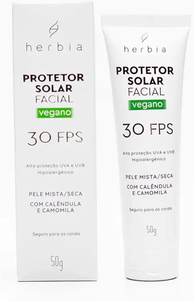 Herbia Protetor Solar Facial Pele Mista/Seca 30 Fps Natural E Vegano