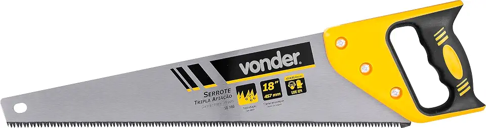 Serrote 18", Aço Carbono, Tripla Afiação, Cabo Plástico Emborrachado, Se 180, Vonder.