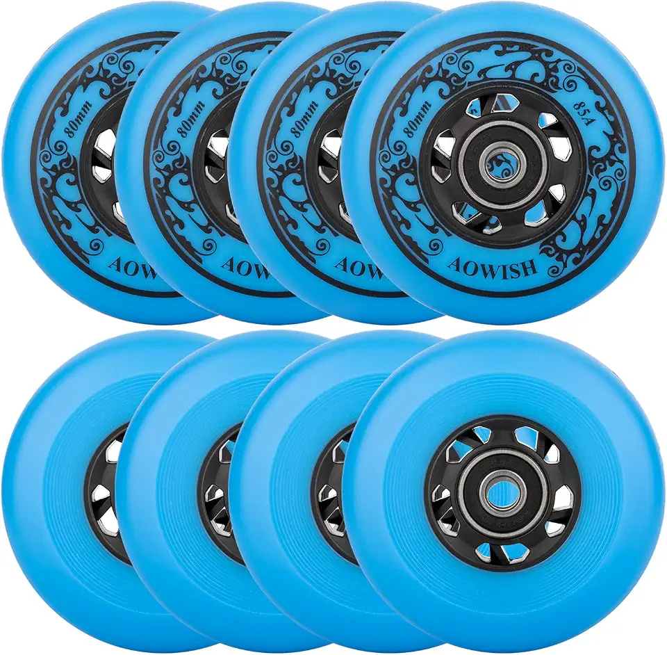 Rodas de skate em linha 85A para ambientes externos com fórmulas de asfalto Hóquei Roda de substituição com rolamentos ABEC-9 e espaçadores flutuantes (pacote com 8)