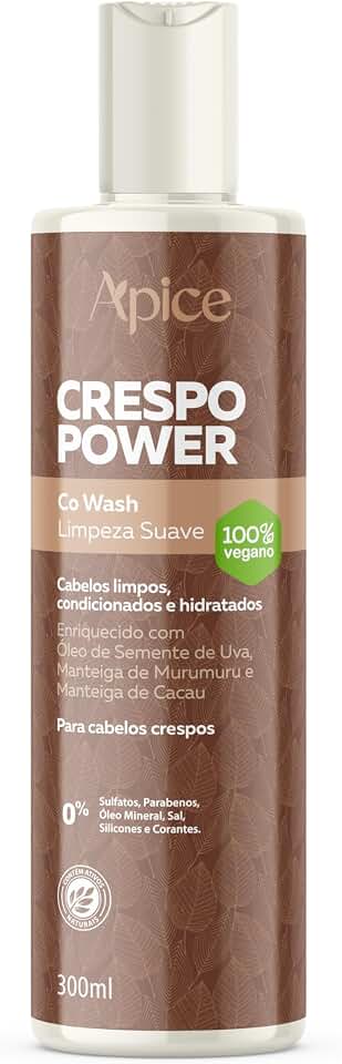 Ápice Co Wash Limpeza Suave Crespo Power | Limpeza Condicionante com Óleo de Semente de Uva e Manteigas Vegetais para Cabelos Crespos | 300ml