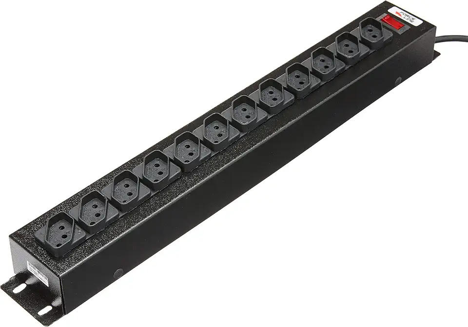 Filtro De Linha Force Line 1,5 Metros Bivolt 12 Tomadas Regua Extensora Rack Padrao, 0091000001, Preto