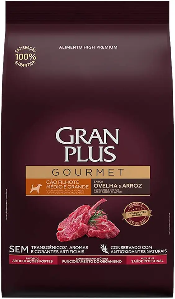 Ração Gran Plus Gourmet para Cães Filhotes Raças Médias e Grande Ovelha e Arroz – 3kg