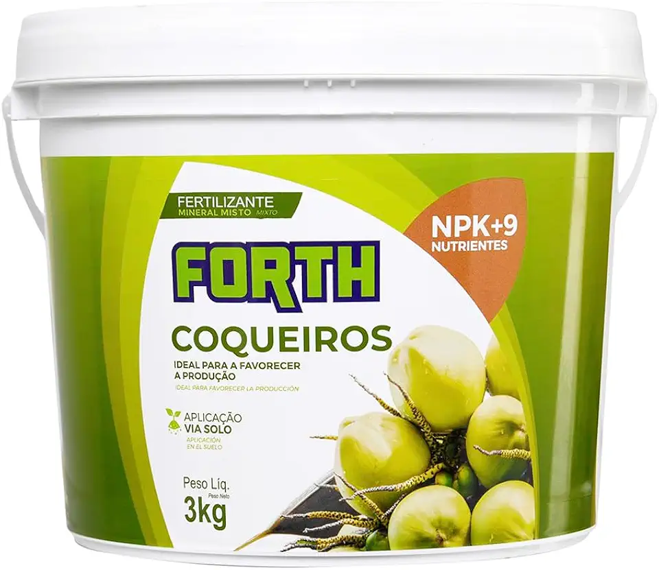 Forth, Adubo Coqueiros, Fertilizante, NPK (Nitrogênio, Fósforo, Potássio), Micronutrientes, Nutrição Balanceada, Balde, 3kg