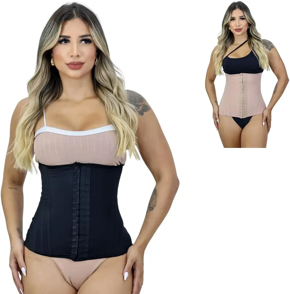Cinta Modeladora Abdominal Feminina Afina Cintura Alta Compresão 12 Barbatanas