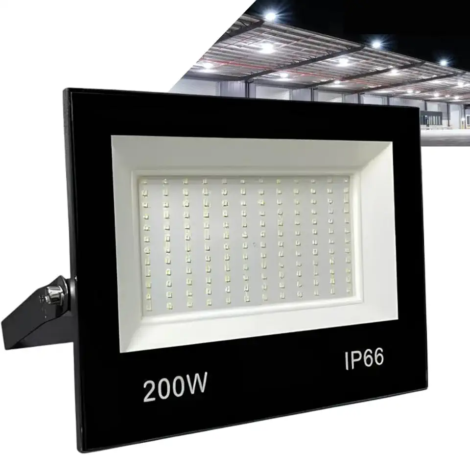 Refletor LED Holofote 200W Branco Frio 6500K - IP66 à Prova d’Água Econômico para Jardim, Fachada e Quintal Premium