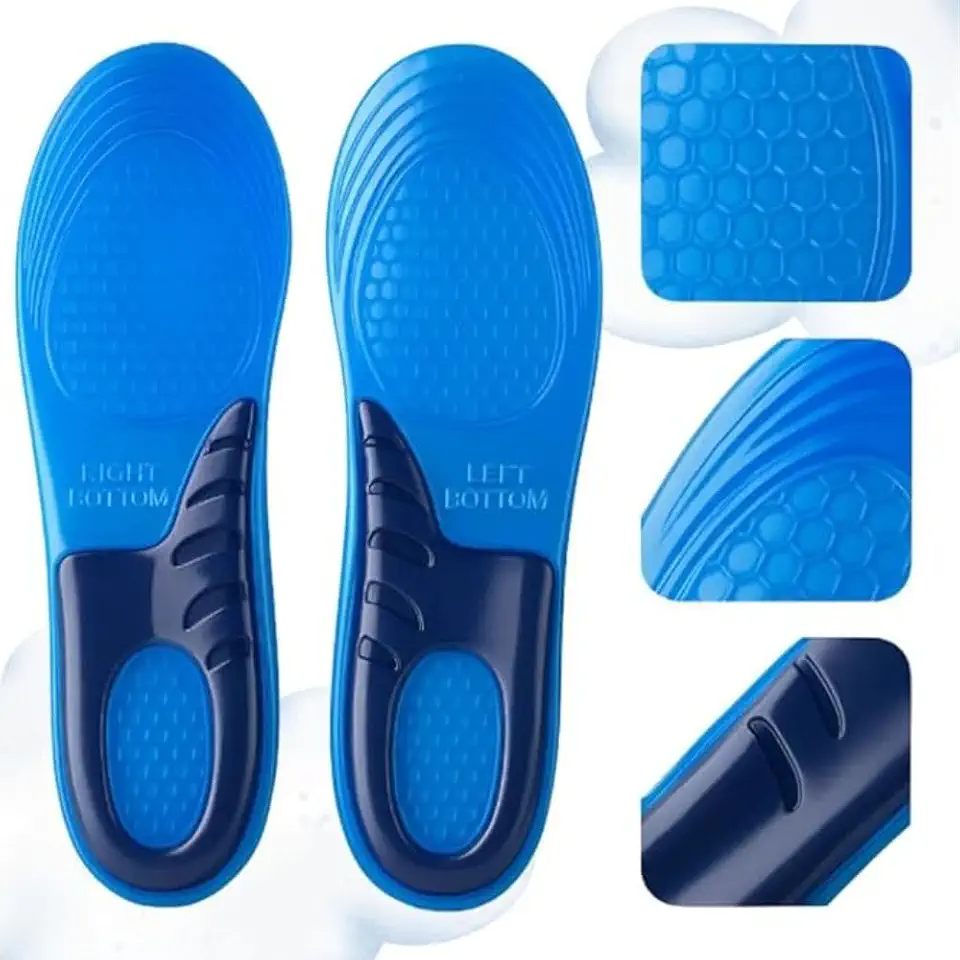 Palmilha Ortopédica de Silicone Gel, Conforto Extremo, Absorção de Impacto, Ajuste Anatômico, 36 a 41, Suporte para Pés Cansados