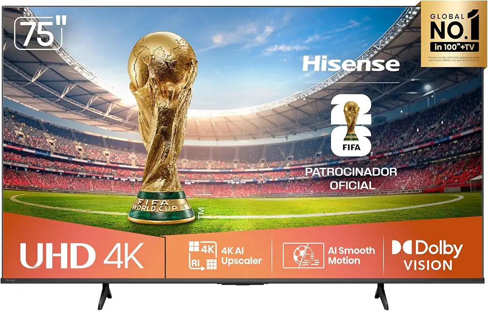 Hisense Smart TV 4K 75" Polegadas 75A6NV com Dolby Vision, HDR10, HLG, DTS Virtual X, Compatibilidade Alexa e Google Home