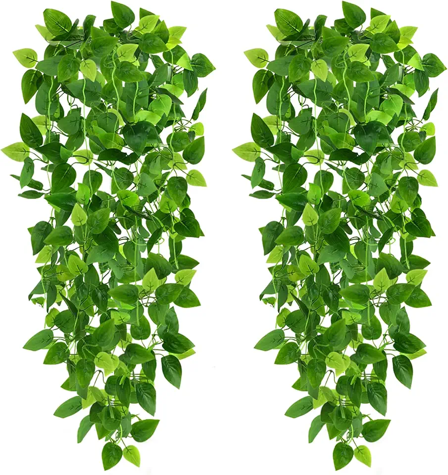 Plantas artificiais pendentes de 1 m CEWOR, 2 unidades de hera, para parede, casa, quarto, pátio, interior, exterior, prateleira de casa, decoração de escritório (sem as cestas)