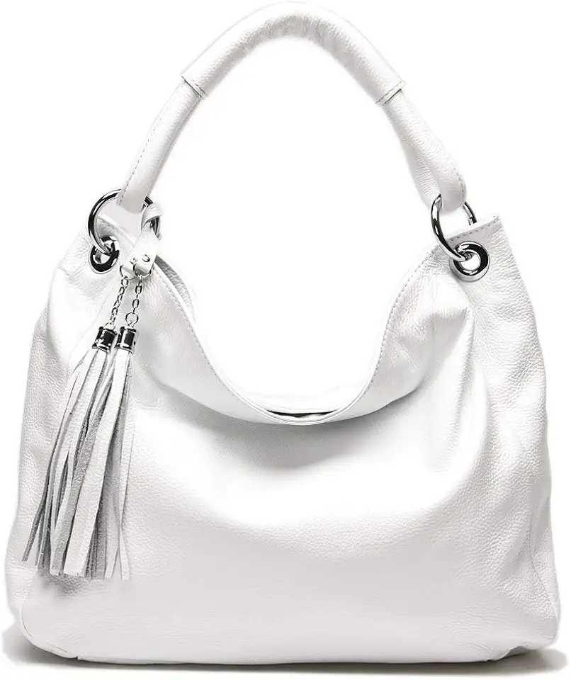 Bolsa feminina 100% macia de couro legítimo com borla, bolsa folgada, Hobo, transversal