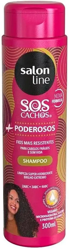 Salon Line, Shampoo, SOS Cachos, + Poderosos, Vegano - Cabelos Ondulados, Cacheados e Crespos, 300 ml