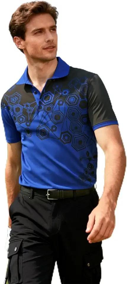Camisa polo masculina de manga curta com tecido absorvente de umidade para academia e esportes