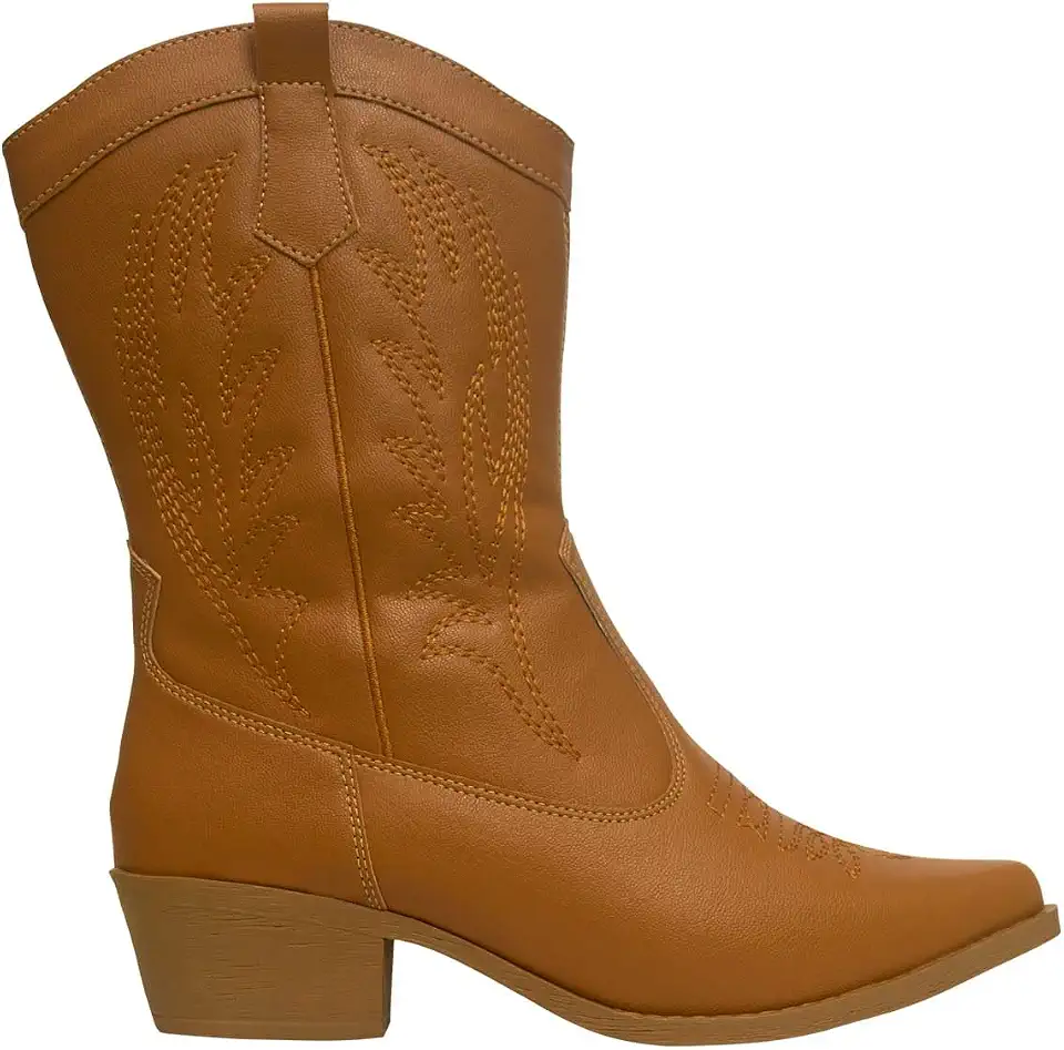 Bota Texana Feminina Boiadeira Western Country Cano Médio