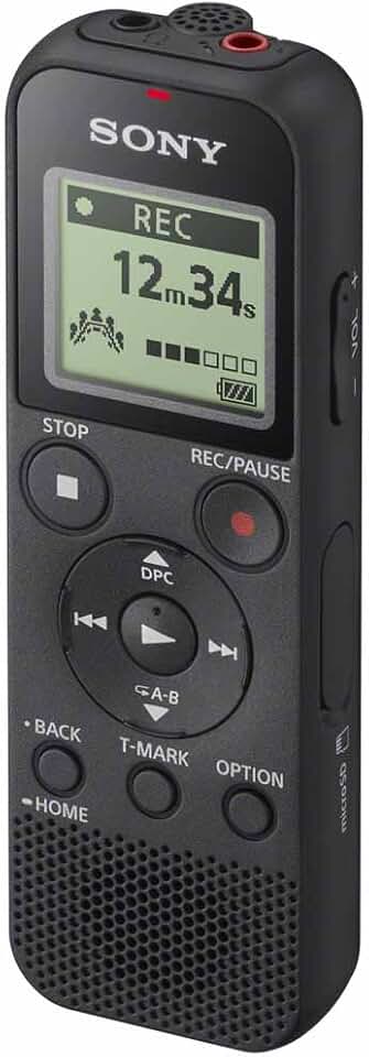 Sony Gravador de voz digital mono ICD-PX370 com gravador de voz USB embutido, preto