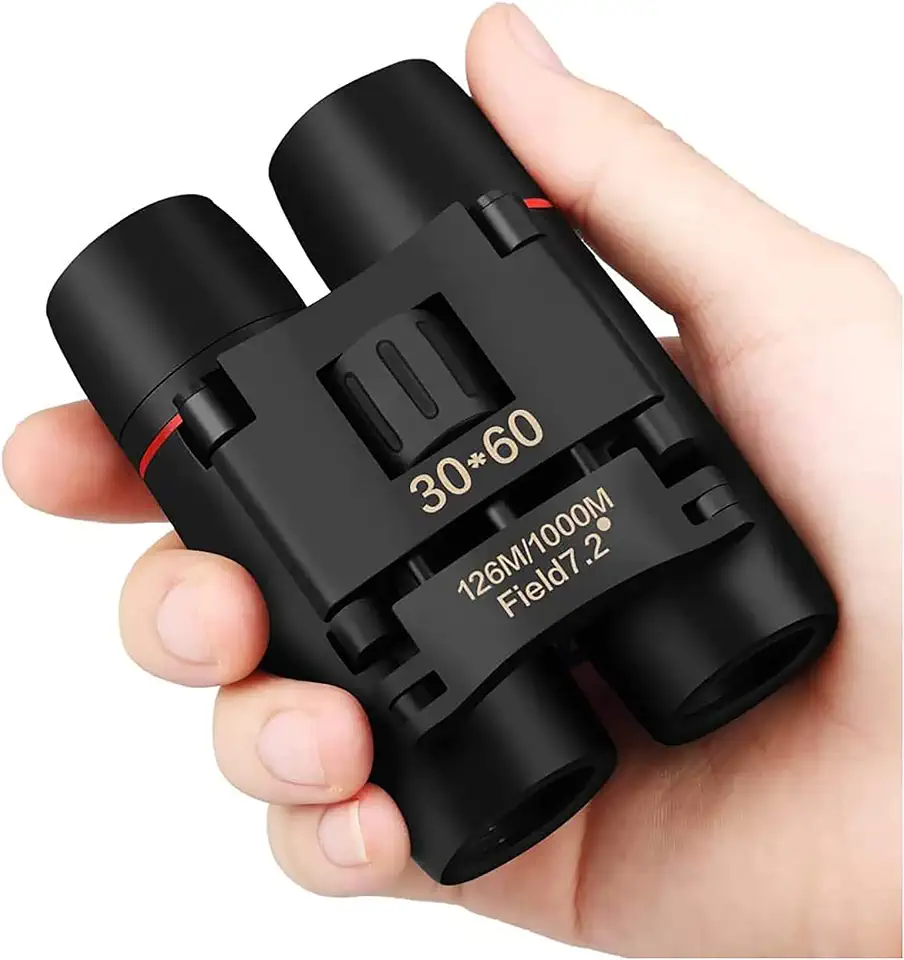 Binóculos compactos 30 x 60 para adultos e crianças, binóculos pequenos dobráveis e leves de foco fácil para observação de pássaros, viagens, passeios turísticos, caça, concerto, teatro, ópera