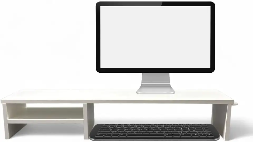 Suporte Para Monitor Elevado Mesa Home Office Setup Gamer Organizador MDF 80cm (Branco)