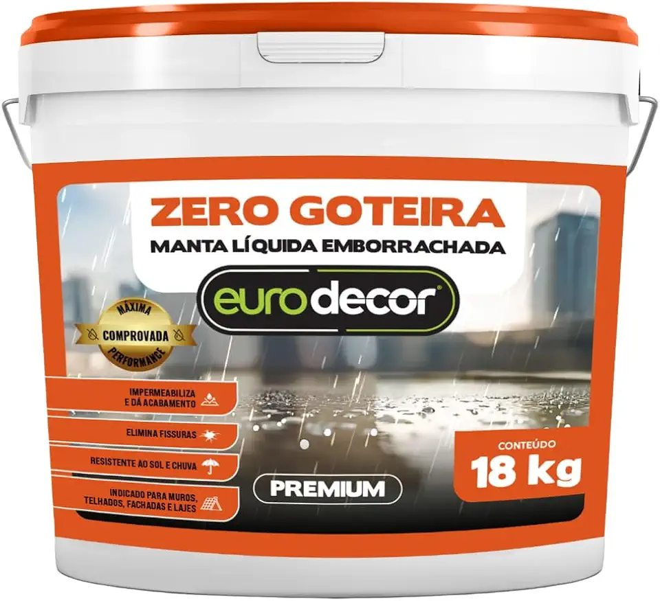 Manta Liquida Emborrachada 18KG Premium Zero Goteira Impermeabiliza Laje Telhado Fachada (Telha)