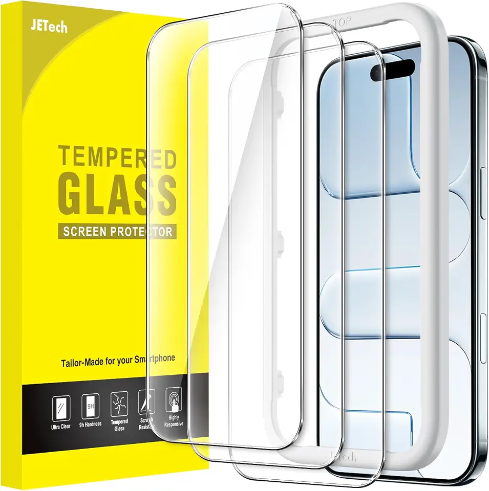 JETech Película de Vidro Temperado para iPhone Air, Protetor de Tela, Dureza 9H, Instalação Rápida, Amigável ao Case, Pacote com 3