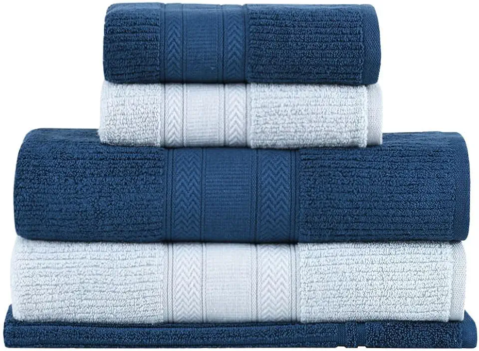 Buddemeyer Jogo de Toalhas Melissa Extra Soft, Banho, Azul/Azul Marinho, 5 peças