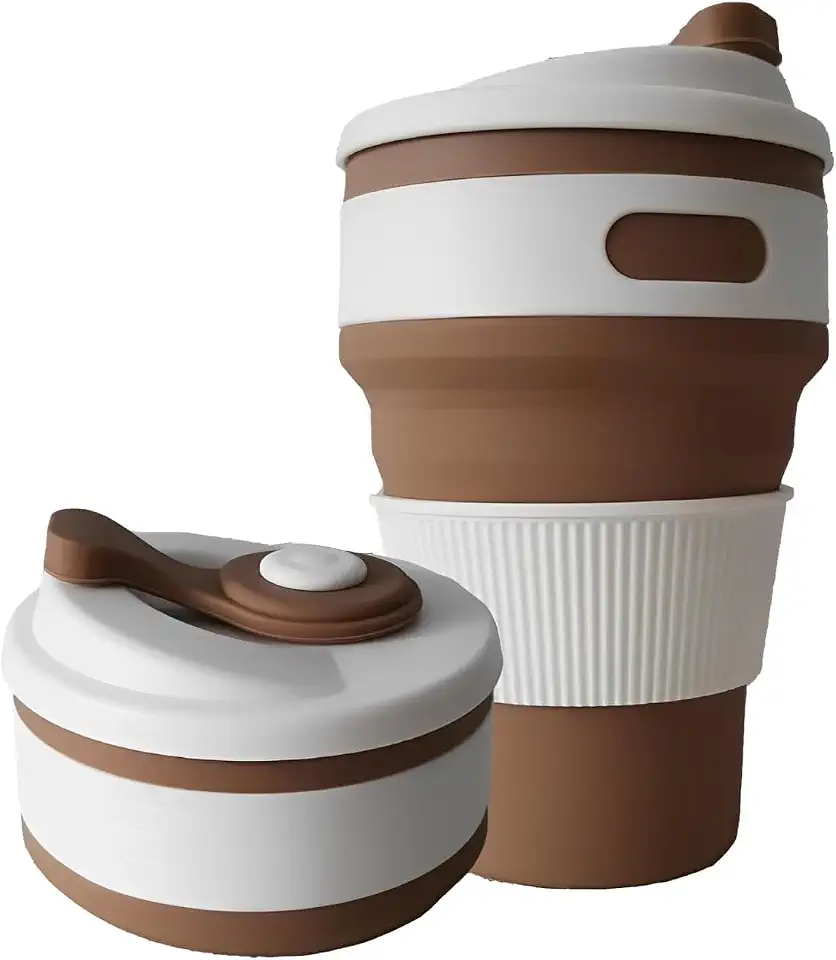 Copo de Silicone Retrátil 350ml – Dobrável, Reutilizável e Resistente, Ideal para Café, Chá, Água e Viagens, com Tampa Antivazamento e Alça Térmica