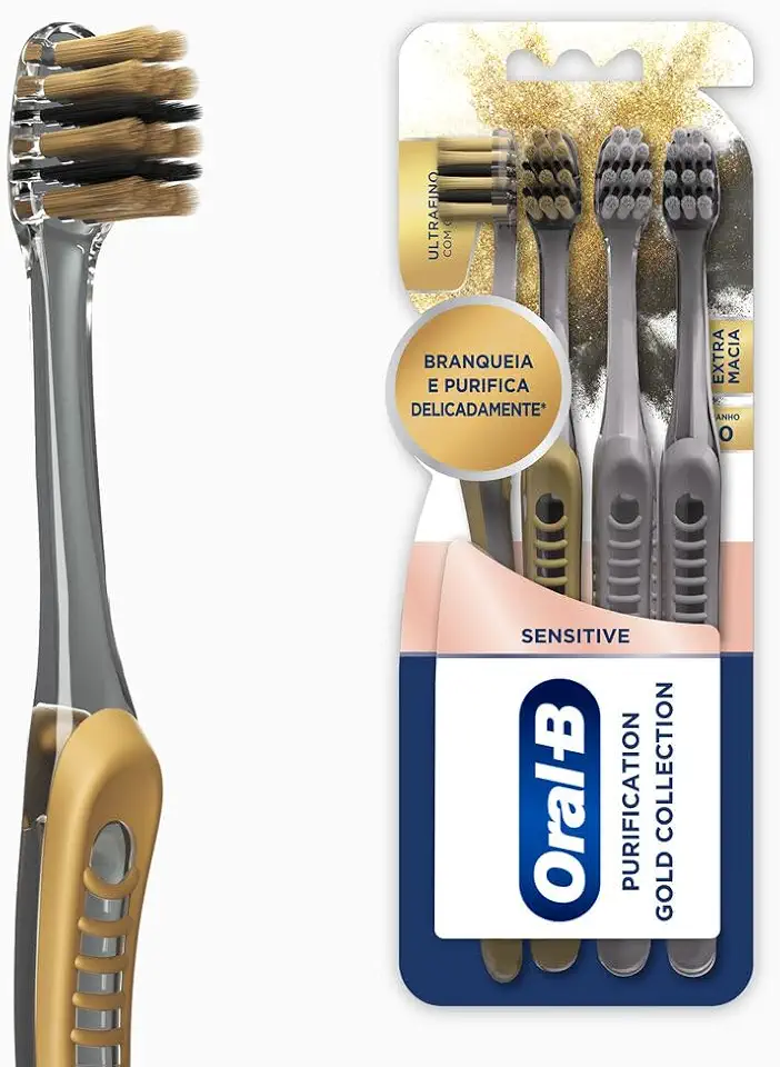 Oral-B Escova de Dente Sensitive Purification Gold Collection Extra Macia 4 Unidades