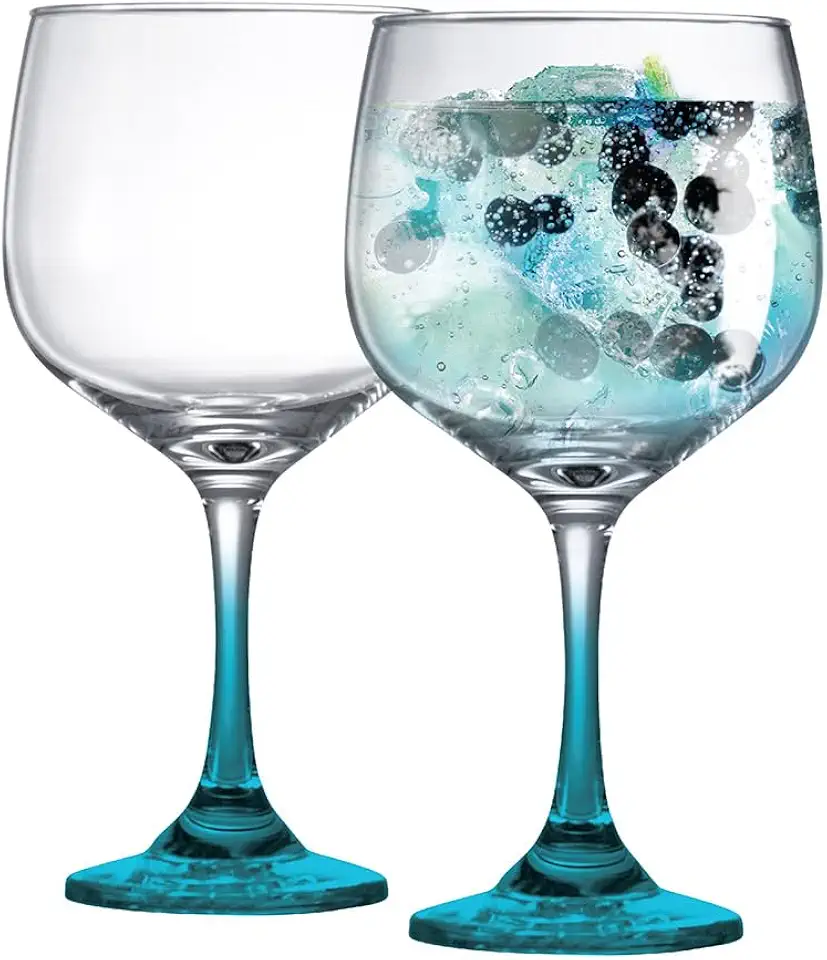 Ruvolo, Kit de Taça de Gin Clube Haste Azul, Taça Gin de Vidro 2 pcs, 690ml