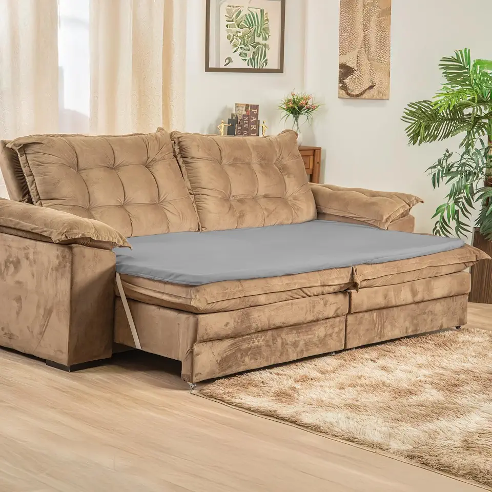 Pillow-Top para Sofá | Espuma D18 Alta Densidade | 2 Módulos + Capa Removível Lavável | Conforto Premium & Estilo para Sala (Cinza)