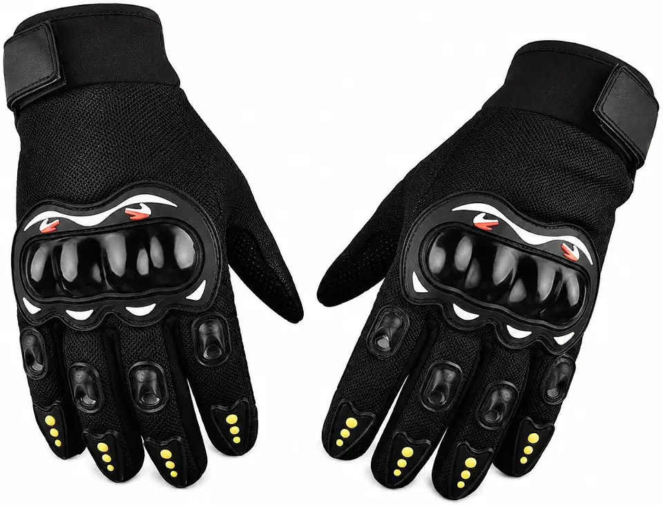 Luva para Moto Dedos Completos Preta Resistente a Acidentes Proteção de Dedos Palma da Mão Ajuste Pulso Para Motoqueiros Ciclismo Motocross Enduro Trilha
