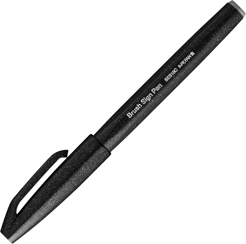 Pentel Caneta Pincel Brush Sign Pen Preta SM/SES15C-A