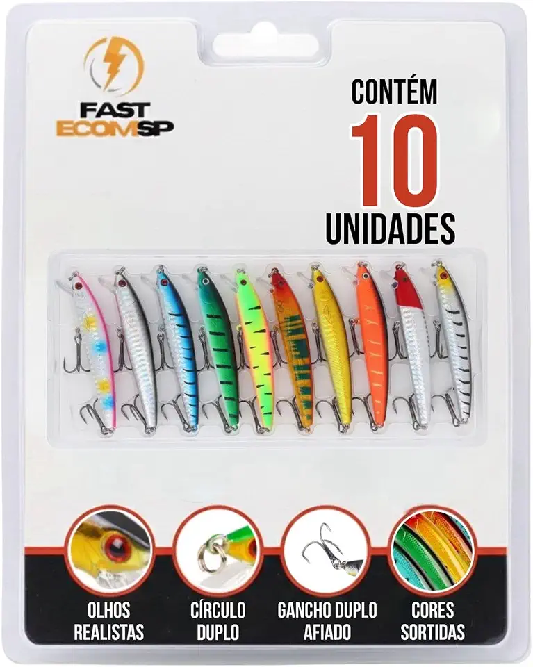 Isca Artificial Importada Meia Água Kit 10un Tucunaré Traíra